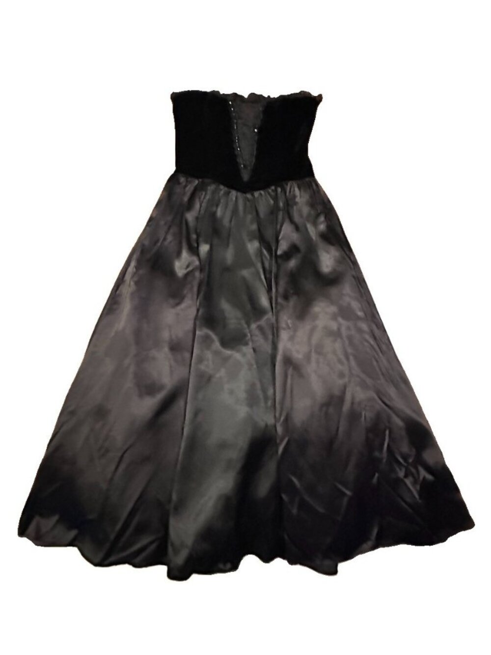 Jessica McClintock Gunne Sax Black Velvet Satin Lace Dress Size 11 Wednesday
